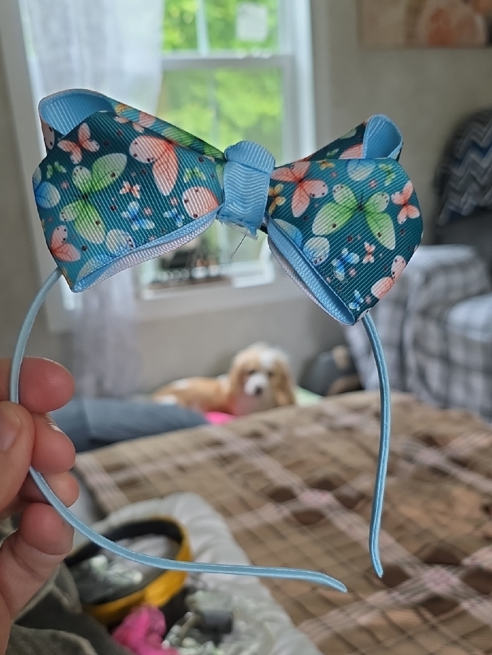 Kids Blue Butterfly Bow Headband